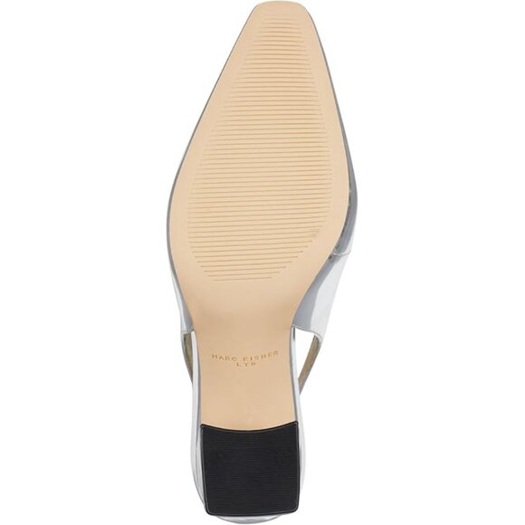 NEW NIB Marc Fisher Slingback Silver Metallic Pumps Size 8 or 8.5 Shoes Womens - Picture 4 of 6